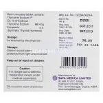 エルチビオ 88 Eltibio、ジェネリックシンスロイド Synthroid、チロキシンナトリウム88mcg 箱